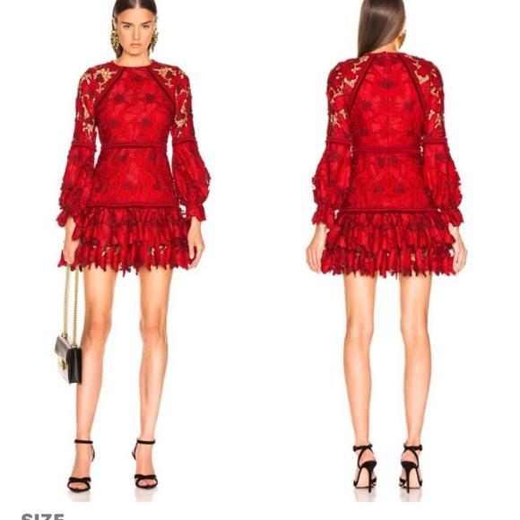 Alexis Franchesca Florl Red Lace Mini Dress M - Picture 2 of 11